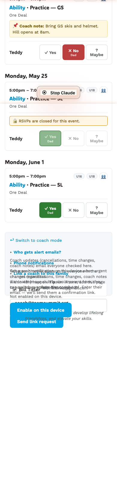 Event card with disabled RSVP buttons and an "RSVPs closed" banner
